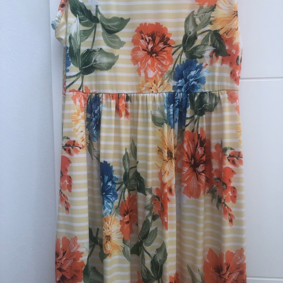 Boho Floral Side Pocket Striped Tank Maxi Dress - Picture 4 of 12